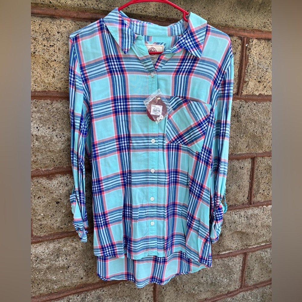 NWT SO flannel lightweight large women kohls blouse